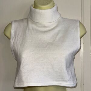 Vtg Paris Accessories white acrylic/spandex ribbed turtleneck dickie layer top